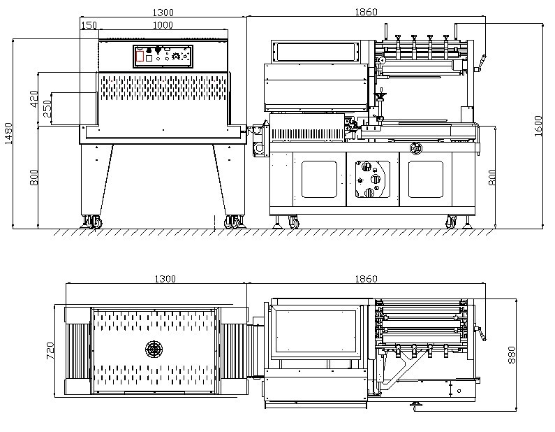Automatic Thermal Shrink Packaging Machine Dimensional Drawing