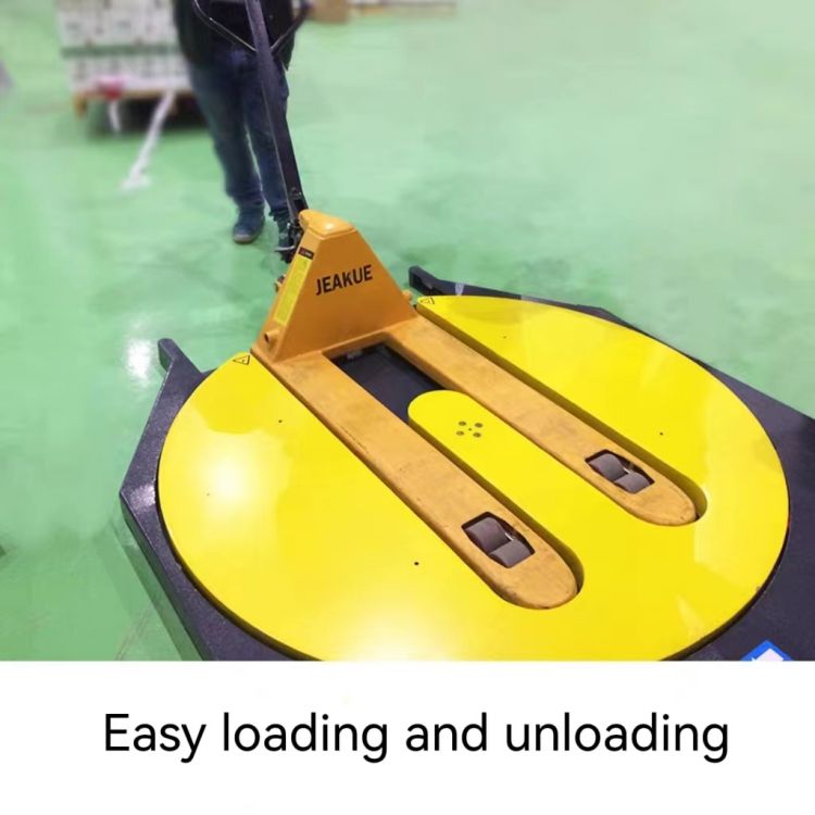 Pallet Shrink Wrap Machine Wrapper With Scale Forklift Enter Into Turntable Palletizing