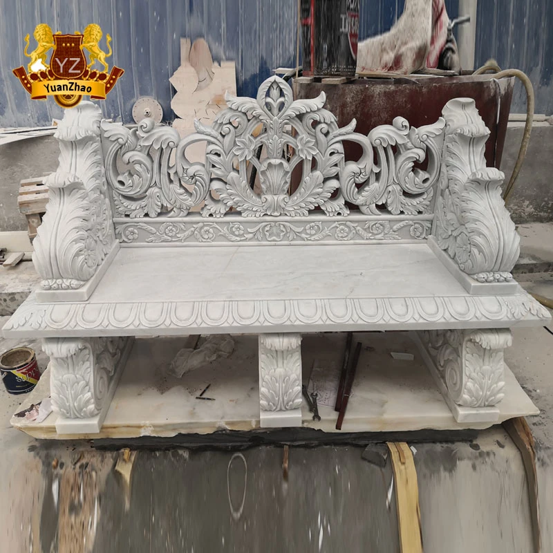 White Marble Garden Stone Bench
