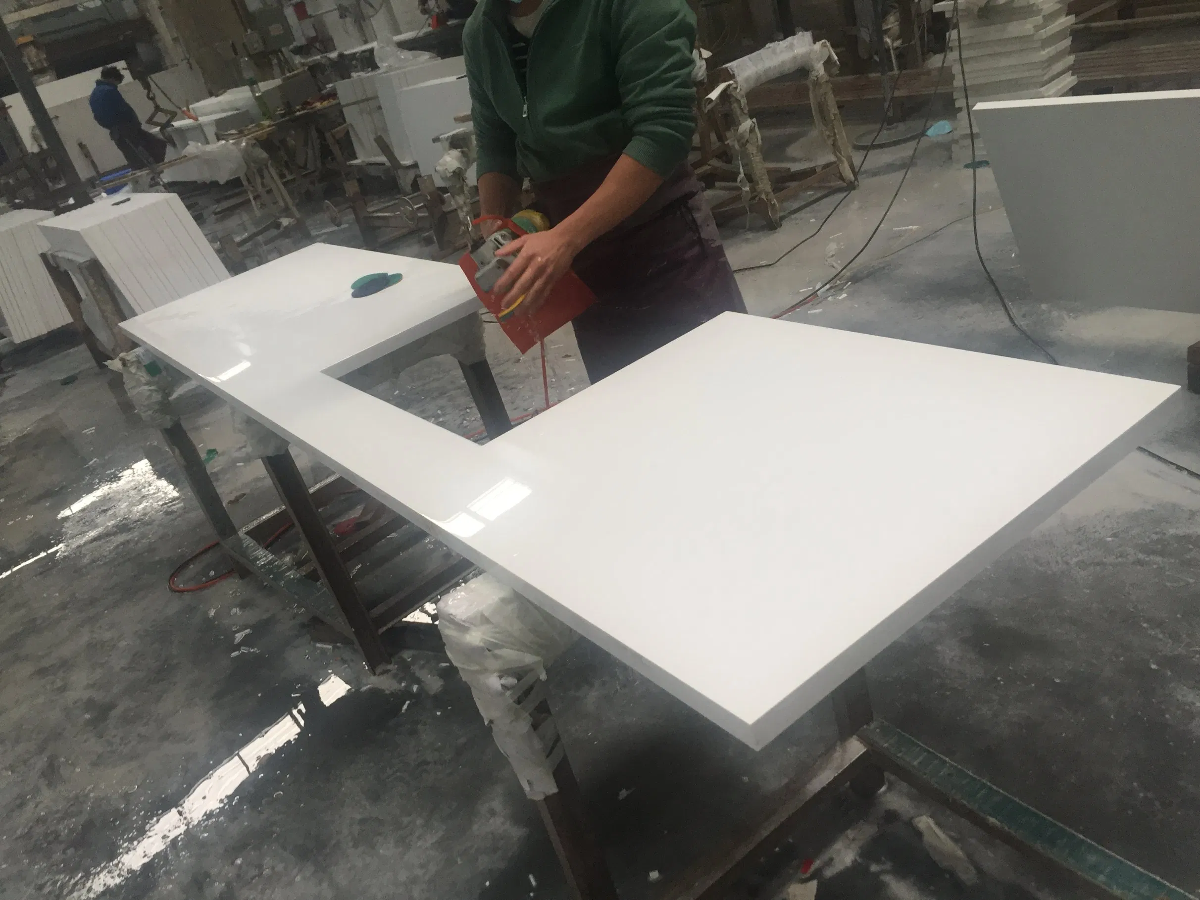 Hot Sale Pure White Prefabricated Quartz Countertop for Home Hotel Kitchen Bathroom