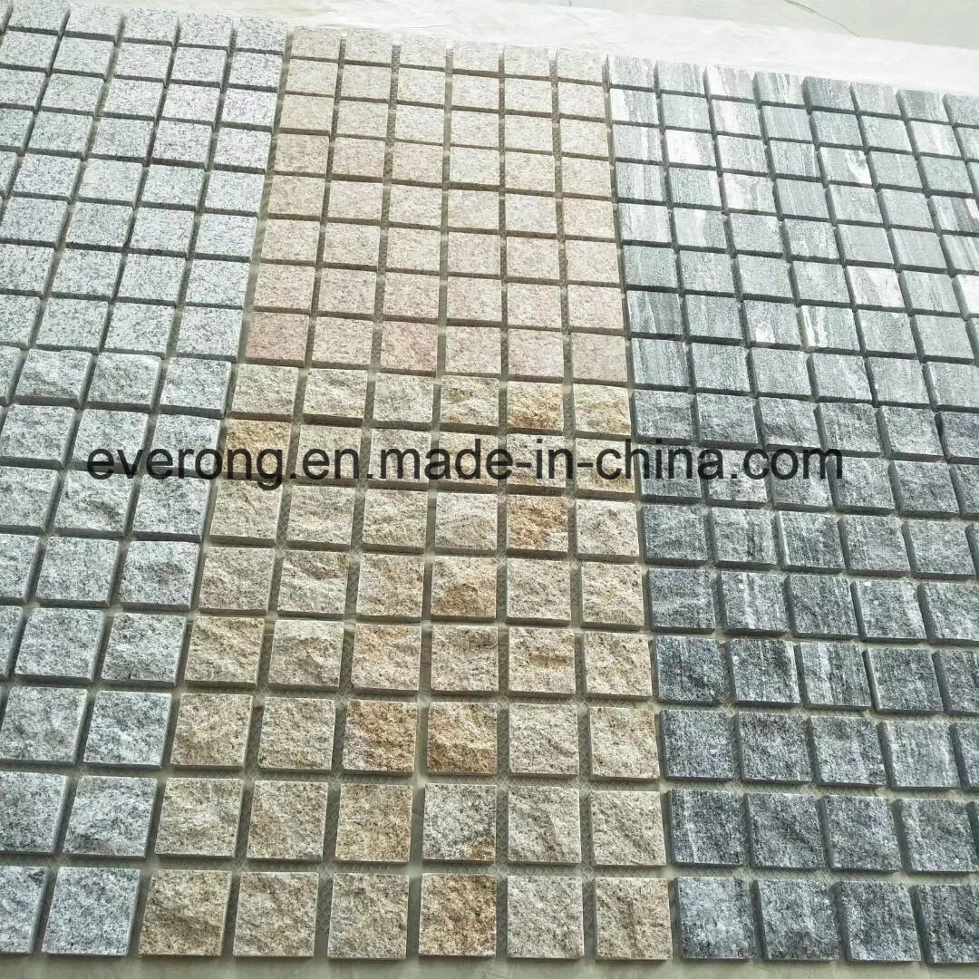 Natural Grey/Gray Veins Nero Santiago Granite Paving/Cube/Cubic/Cobblestone on Mesh