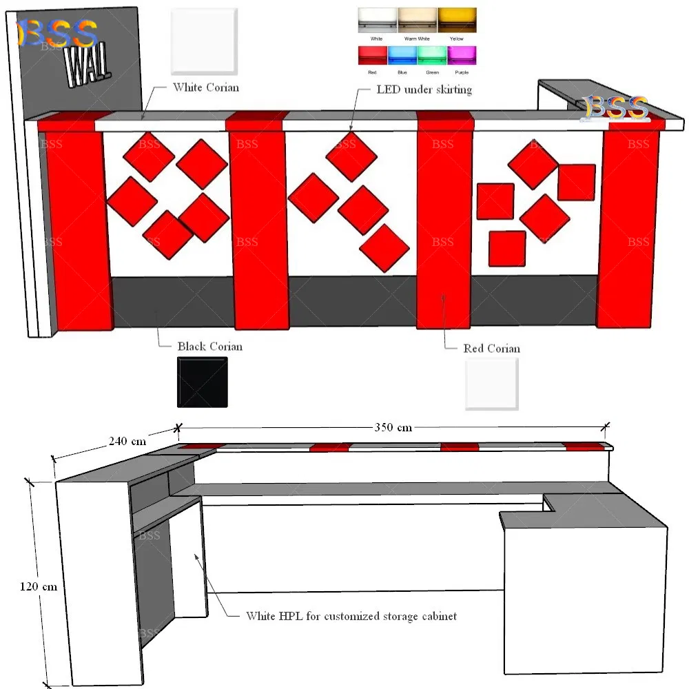 Custom Made Bar Counter Coffee Restaurant Bar for Sale Custom Corian Bar Countertop Manufacturer