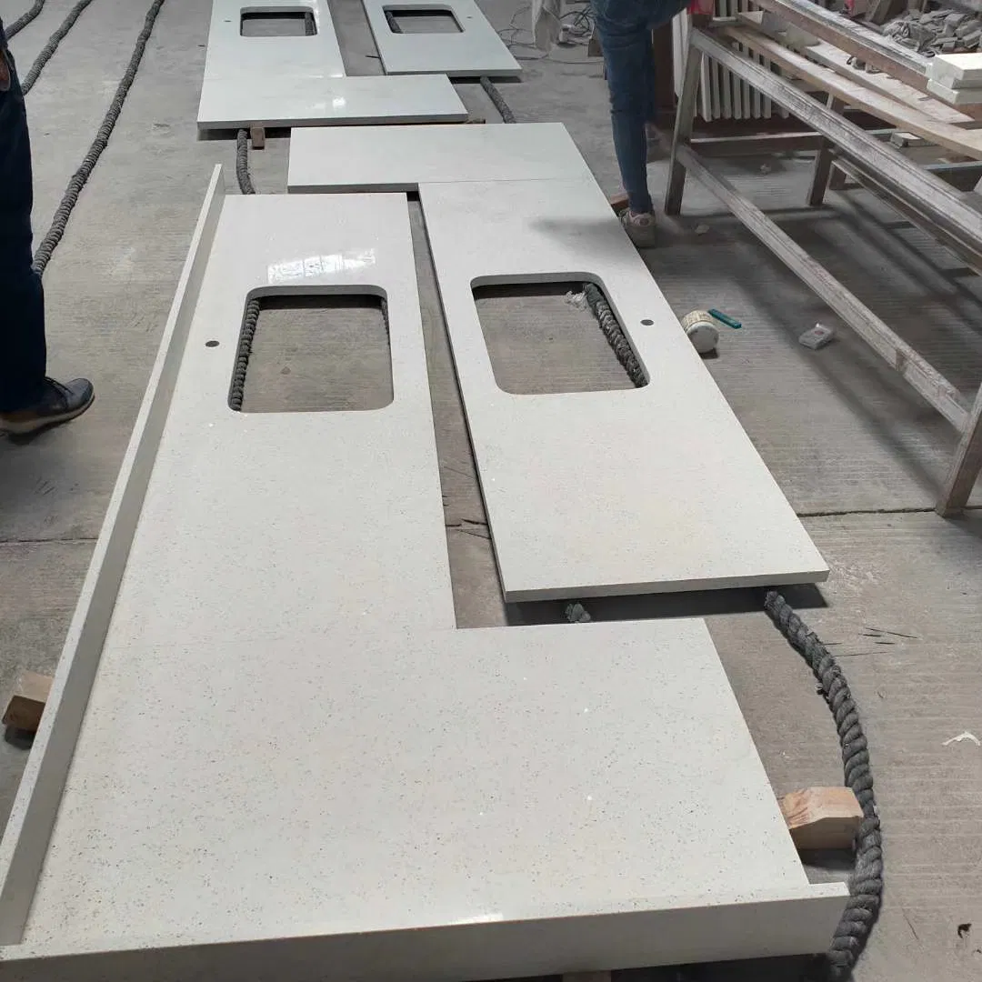Galaxy White/Sparkling White/Crystal White Quartz Stone Prefabricated Countertop