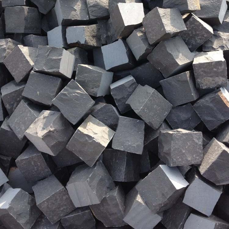 Anti-Slip Flamed Finish Black Basalt Cobblestone for Driveway Pavers