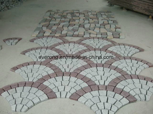 Cobblestone on Mesh Sheet, Granite Cobblestone, Cube Stone for Garden Outside