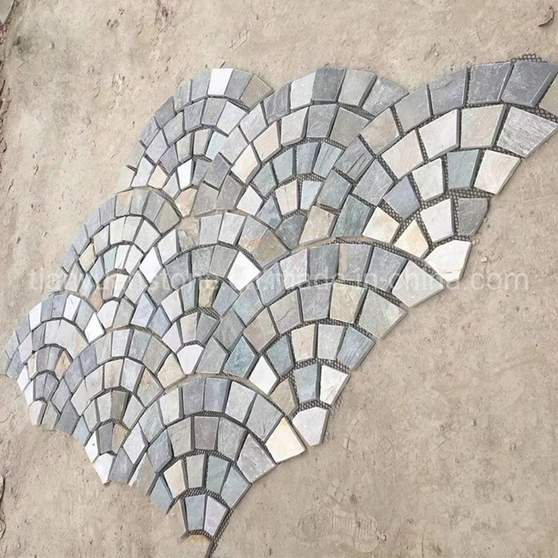 Flamed Surface Split Edge Black Granite Mesh Cobblestone for Walkway Paving