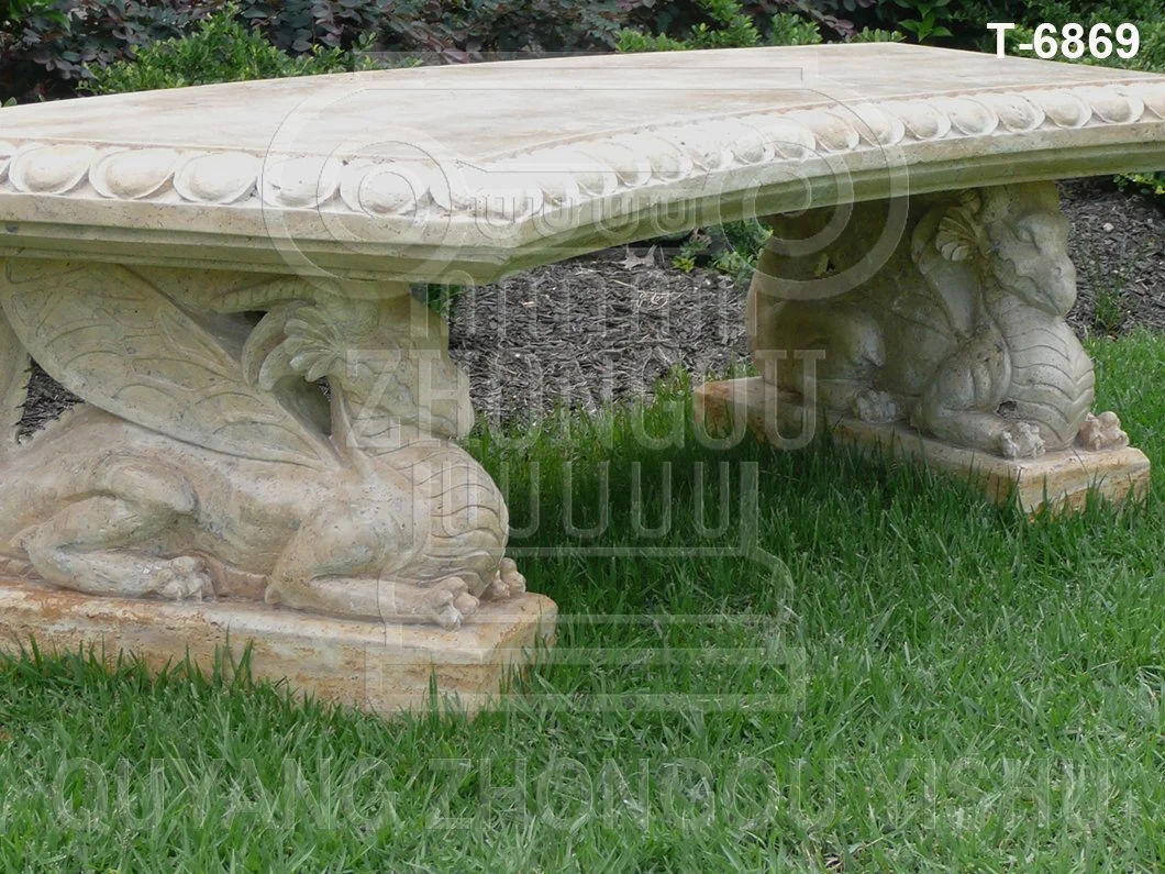 Marble Stone Garden Bench Carved with Dragon