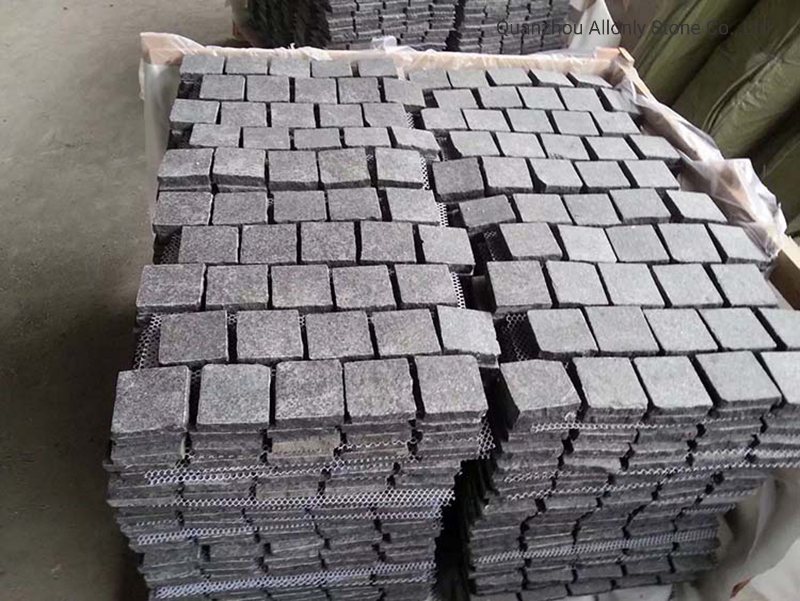 Wholesale G684 Black Basalt Mesh Back Pavers Cobblestone for Driveway