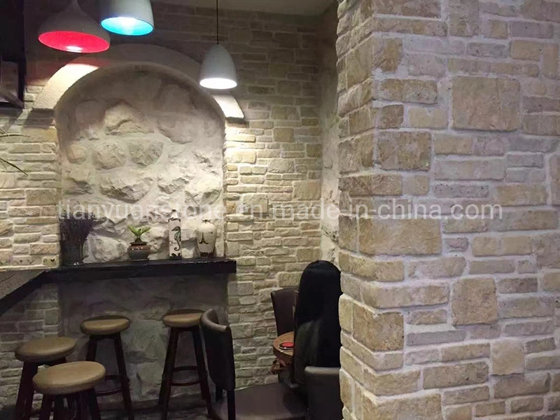 Natural Split Tumble Travertine Castle Stacked Stone for Outside Retaining Wall