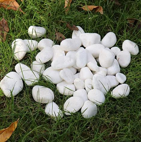 White Pebbles, Decorative White Rocks for Planters, Vase, Garden, Landscaping, Succulents, Highly Polished and Smooth Surface