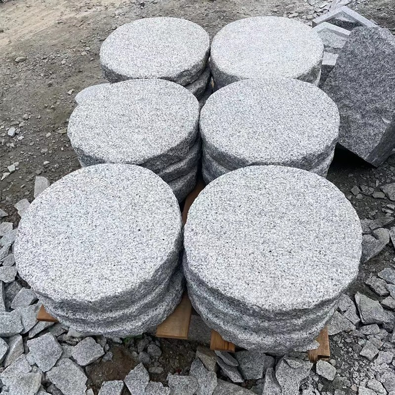 Handmade Bush Hammered Round Granite Stepping Stones for Gardens