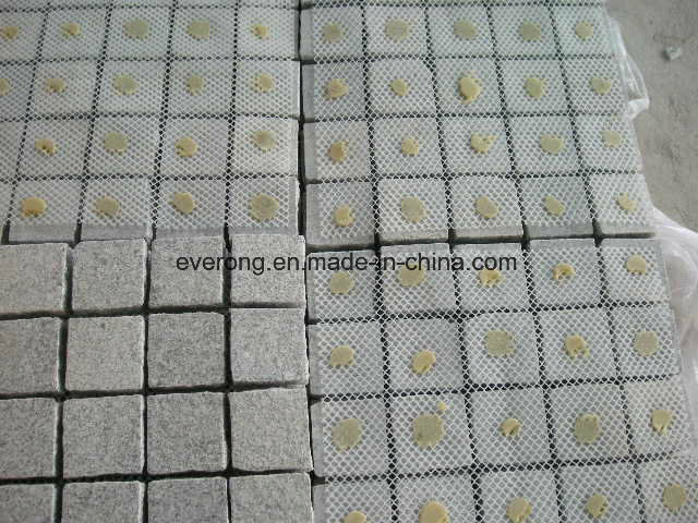 Cobblestone on Mesh Sheet, Granite Cobblestone, Cube Stone for Garden Outside