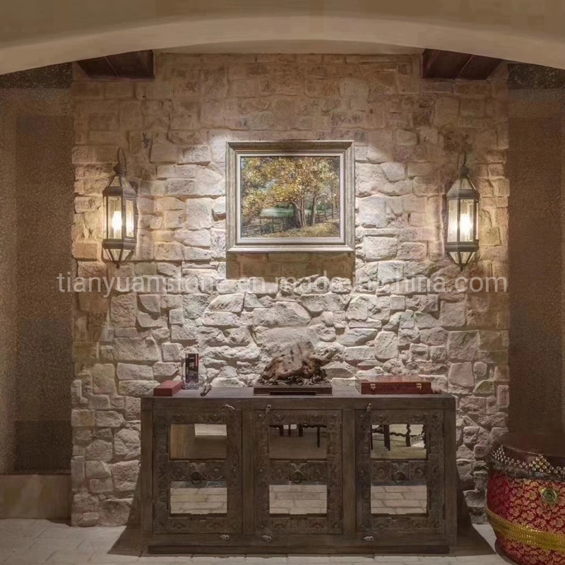 Natural Split Tumble Travertine Castle Stacked Stone for Outside Retaining Wall