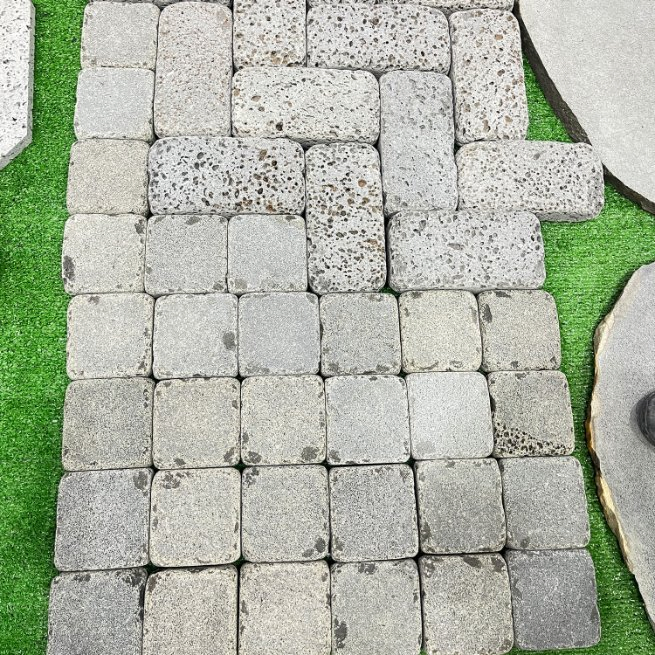 Outdoor Basalt Lava Mesh Paver Chinese Factory for Sale Grey Paving Stone Garden