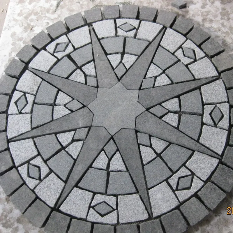 Interlocking Flamed Finish G684 Cobblestone on Mesh for Driveway Walkway Pavement