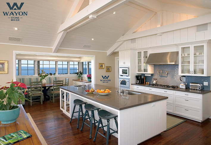 Prefabricated Home White Quartz Kitchen Countertop and Bathroom Quartz Vanity Top