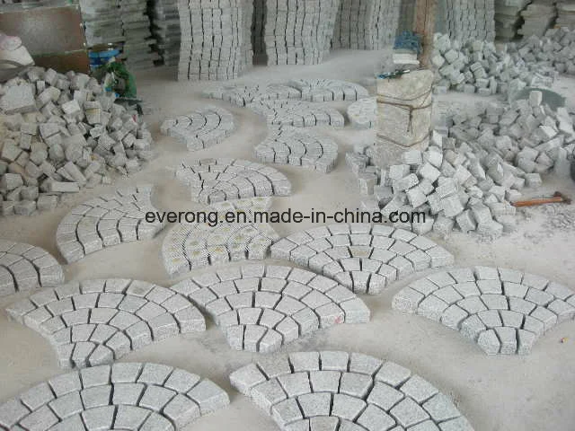 Cobblestone on Mesh Sheet, Granite Cobblestone, Cube Stone for Garden Outside