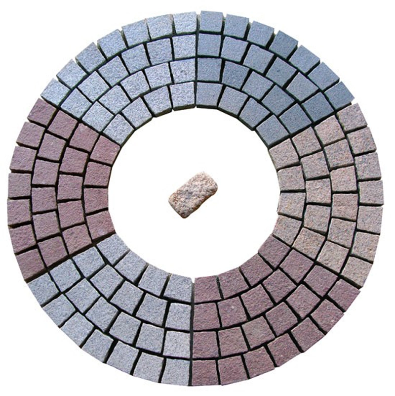 Interlocking Flamed Finish G684 Cobblestone on Mesh for Driveway Walkway Pavement