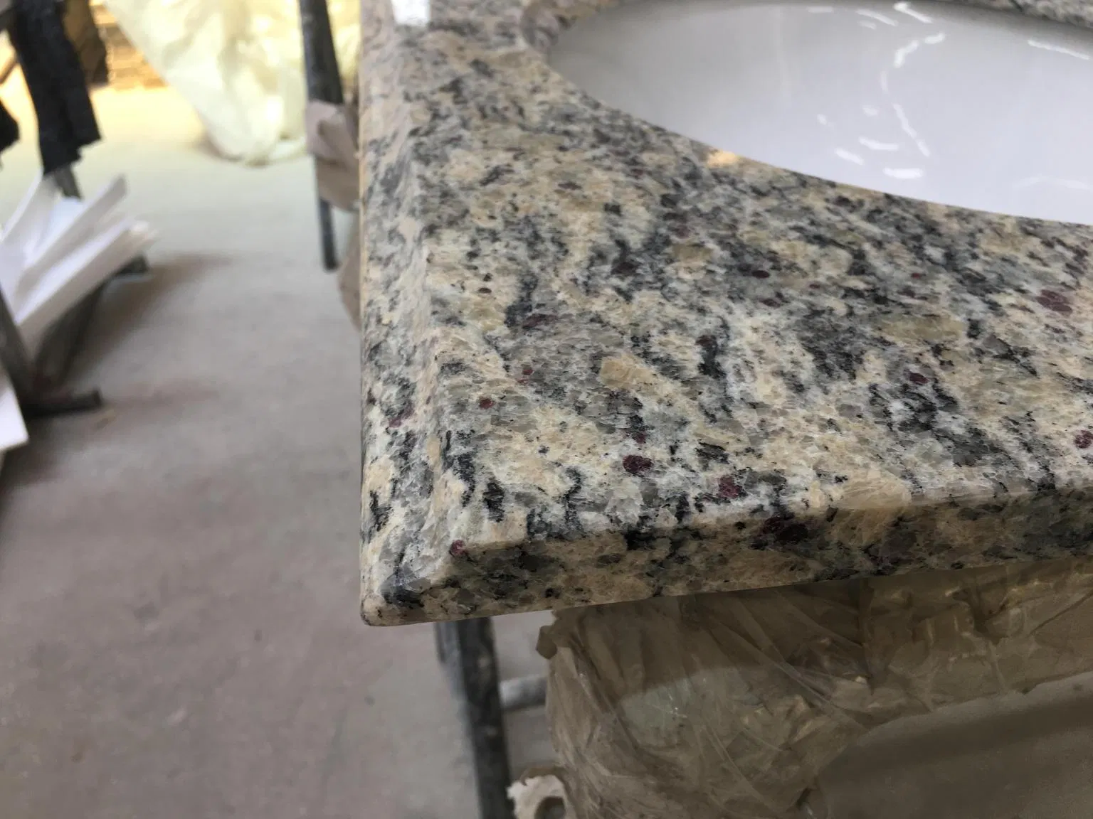 Santa Cecilia Gold Granite Ogee Edge Bathroom Vanity Top with Oval Ceramic Sink