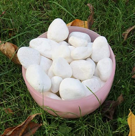 White Pebbles, Decorative White Rocks for Planters, Vase, Garden, Landscaping, Succulents, Highly Polished and Smooth Surface