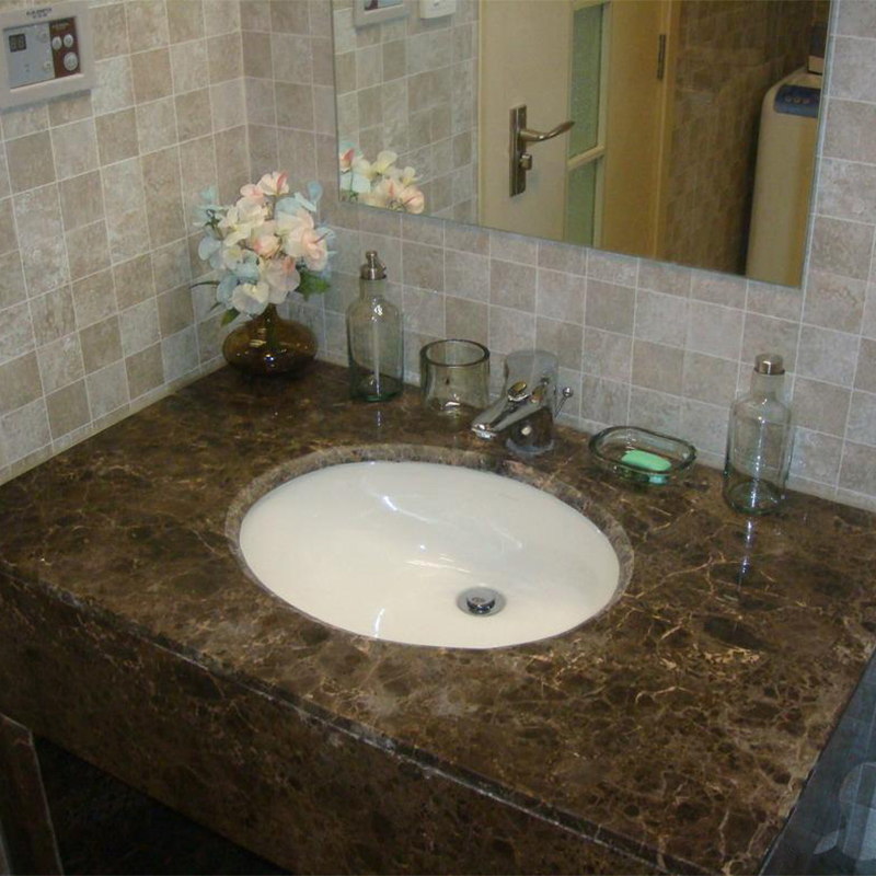 2025 Dark Emperador Brown Marble Stone for Villa Basin Bathroom Vanity Tops Desk Set