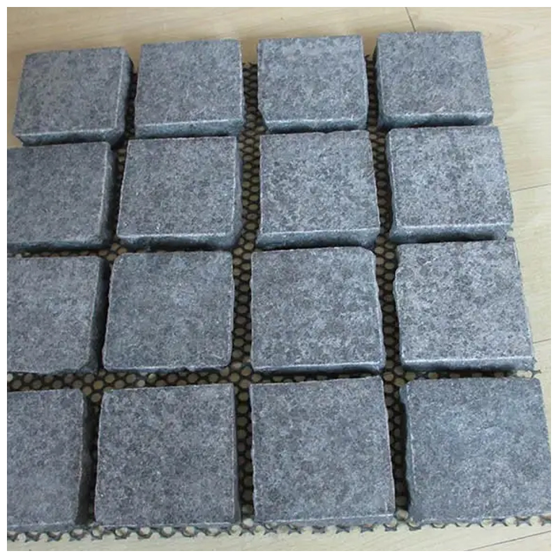 Flamed G684 Black Basalt Outdoor Mesh Cobblestone