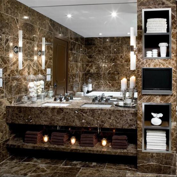 2025 Dark Emperador Brown Marble Stone for Villa Basin Bathroom Vanity Tops Desk Set