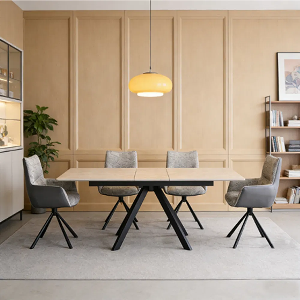 Restaurant Wholesale Hot-Selling Industrial-Style Dining Table with Metal Legs/Hollow Stone Slab