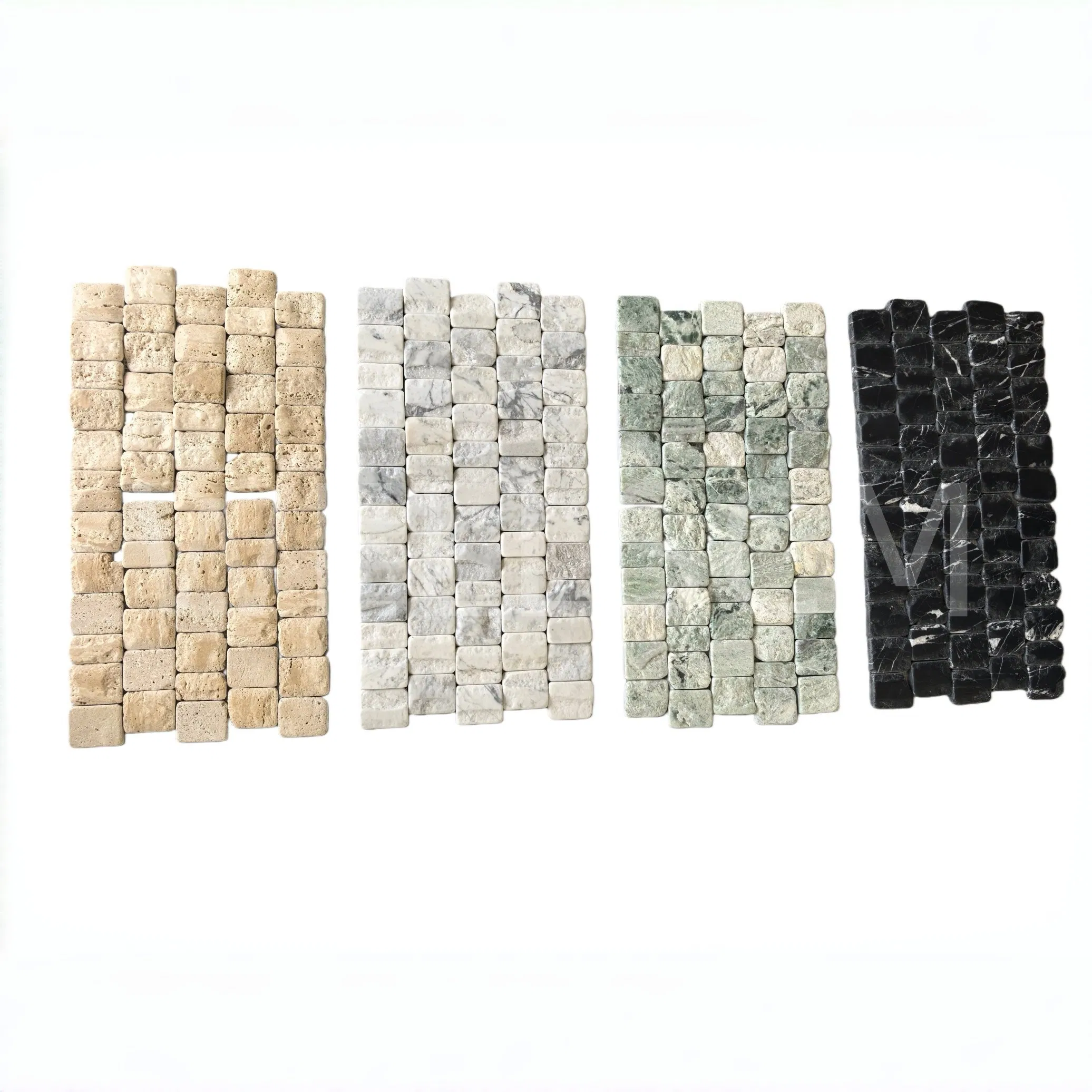 Custom Natural Stone Tiger Skin Quartzite Brick Pattern Driveway Paving Stone Mesh Paver Cobblestone for Street