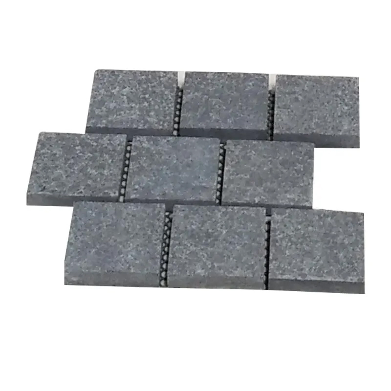 Flamed G684 Black Basalt Outdoor Mesh Cobblestone