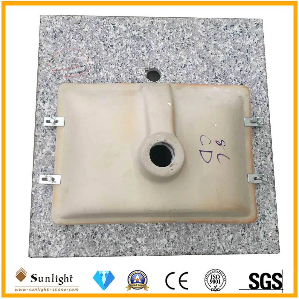 Factory Custom Cheapest Swan White Granite Stone Bathroom Vanity Top (with single sink)