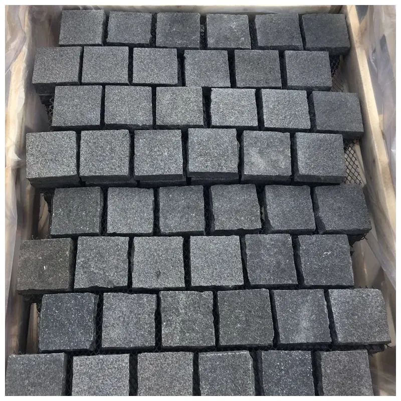 G684 Black Granite Flamed Paver Cobblestone