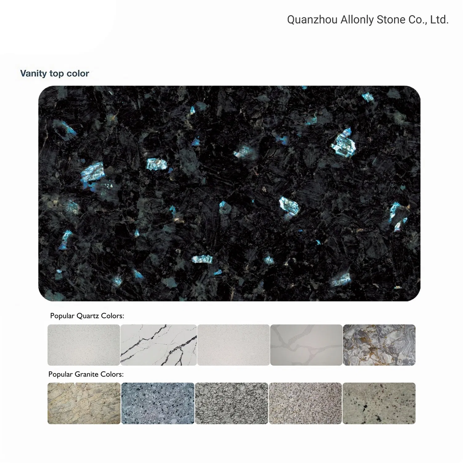 Natural 37"/43"/49"/61" Blue Pearl Granite Bathroom Vanity Top for Vessel Sink