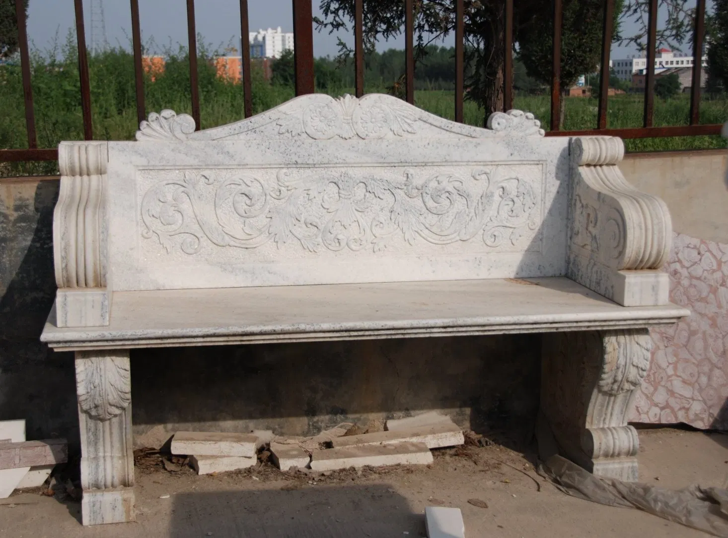 Factory Wholesale High Quality Manufacture Custom Marble Bench Natural Stone Bench European Design for Garden Decoration (SYMB-013)