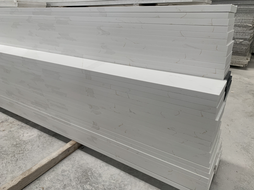 Prefab Calacatta Quartz Stone Vanity Tops Kitchen Island Worktops Countertops
