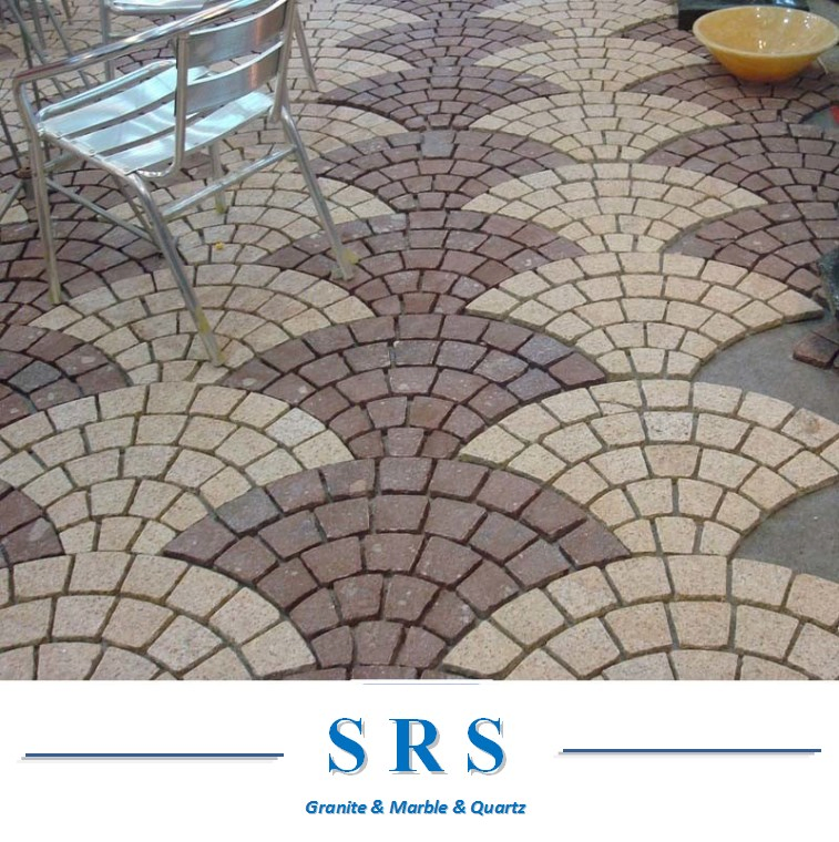 Natural Stone Granite Paving Stone on Mesh for Ourtdoors Street/Garden/Landcaping