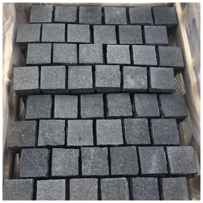 G684 Black Granite Flamed Paver Cobblestone