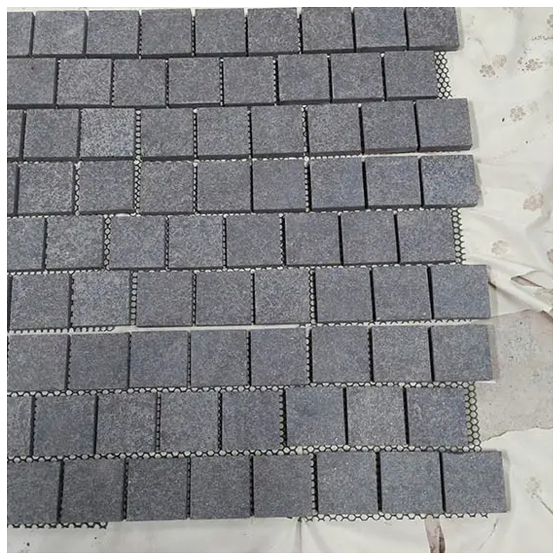Flamed G684 Black Basalt Outdoor Mesh Cobblestone