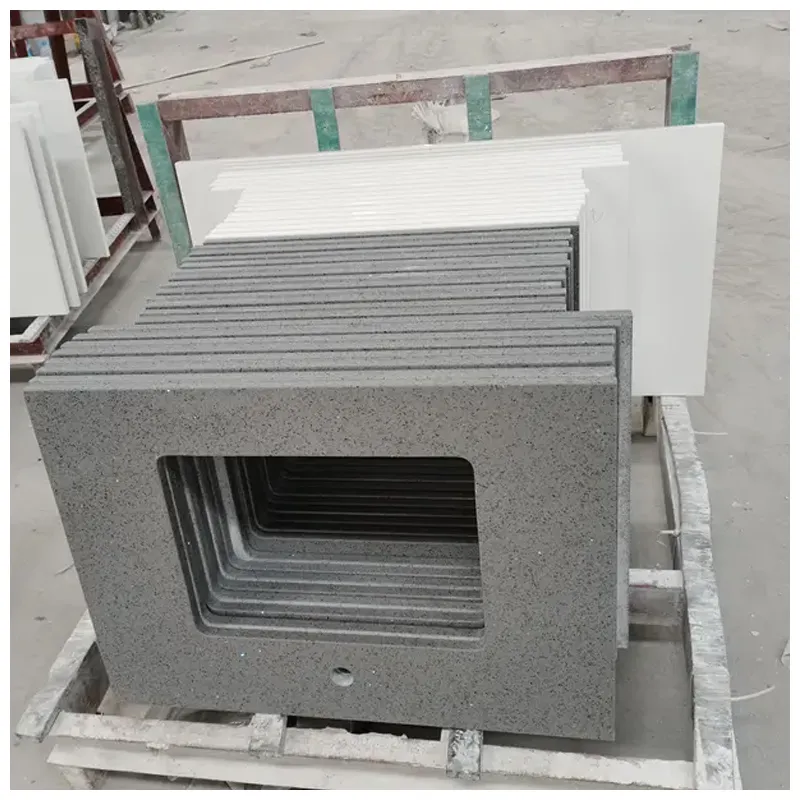 Pure Grey Quartz Bathroom Vanity Tops