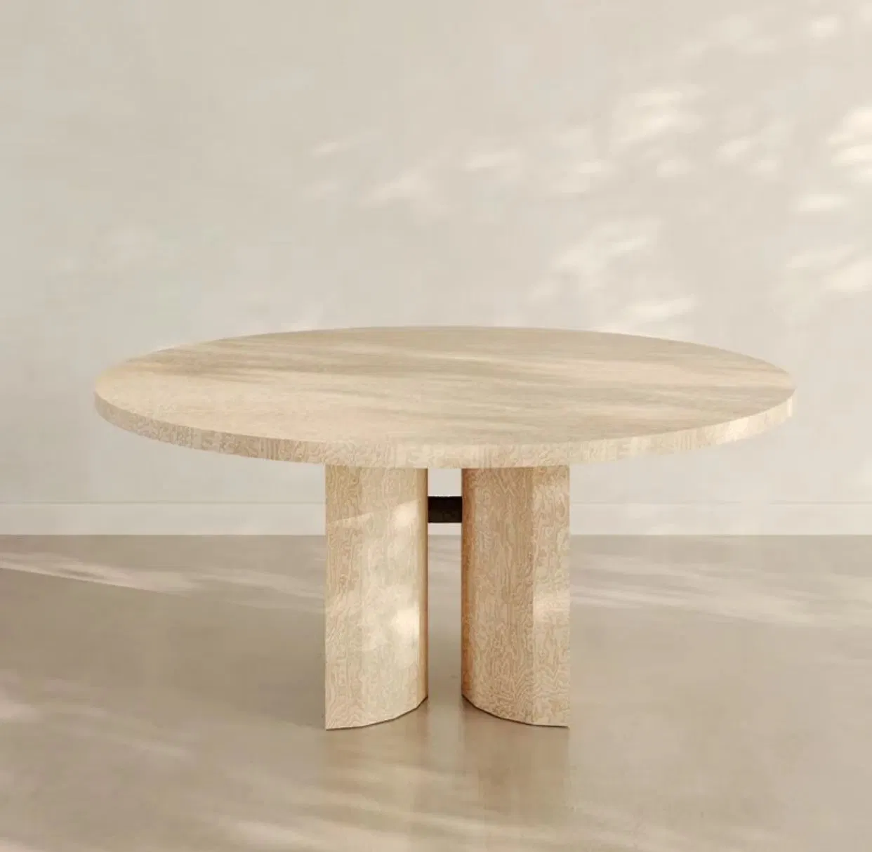 Vintage Furniture Simple Design Natural Marble Round Red Travertine Stone Coffee Table for Home Decoration