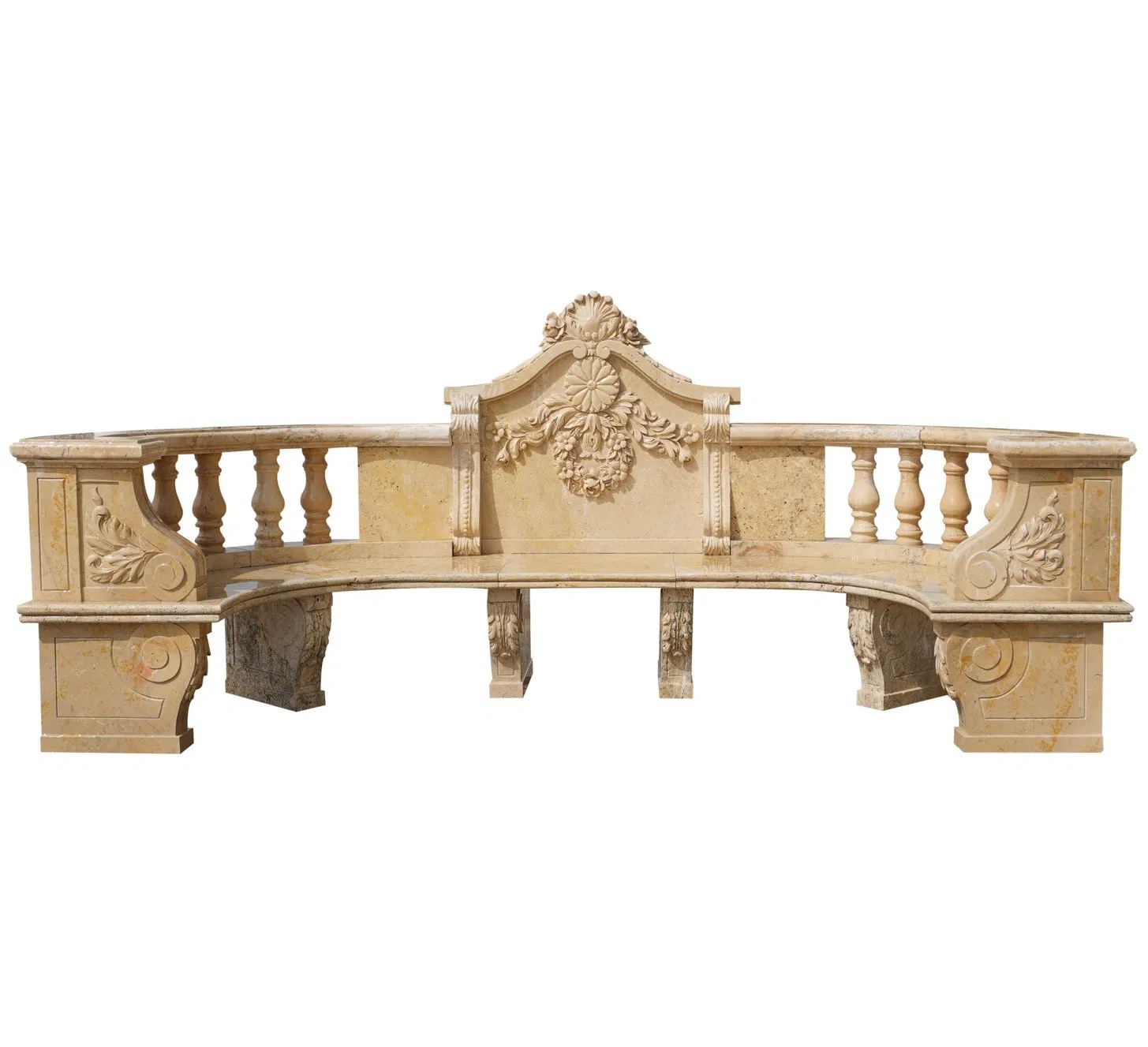 Customized Antique Large Outdoor Park Decoration Stone Carvings and Sculptures Furniture Hand Carving Garden Long Chair Seat Beige Marble Bench (SY-T010)