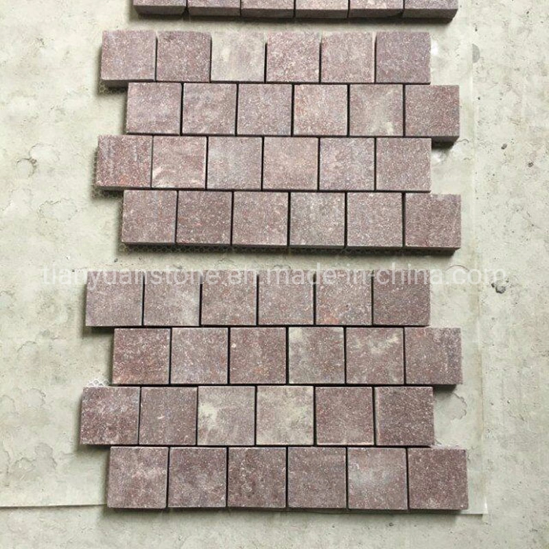 Red Meshed Cobblestone for Square and Landscape Paving