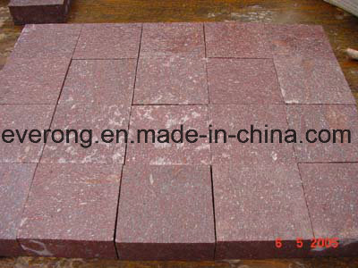 Natural Red Porphyry Flamed Cobblestone for Driveway