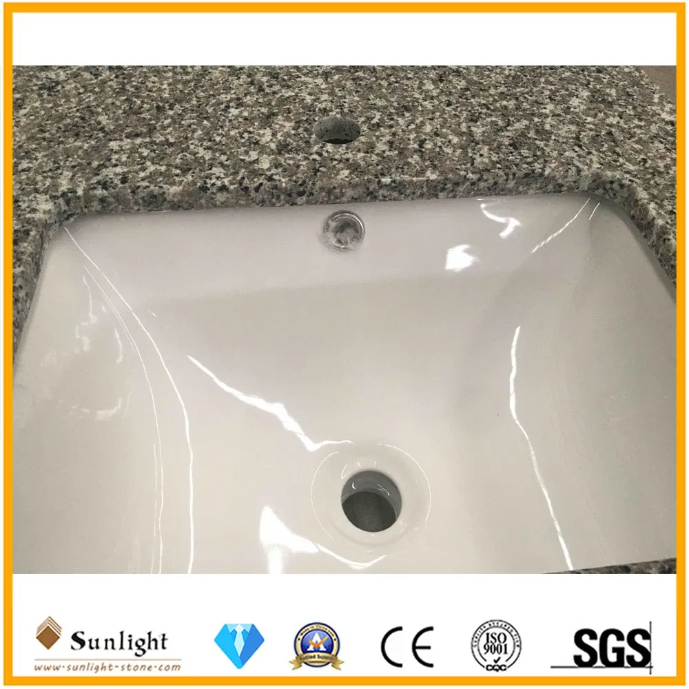 Factory Custom Cheapest Swan White Granite Stone Bathroom Vanity Top Countertops