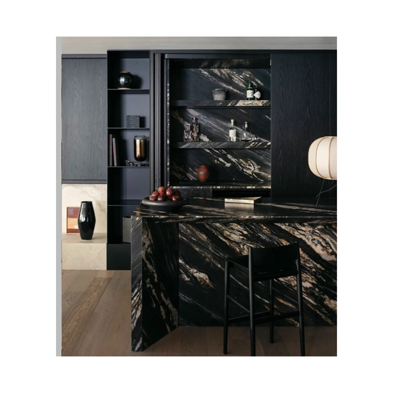 Modern Kitchen Counter Top Customized Kitchen Island Natural Black Marble Vanity Stone Counter Tops