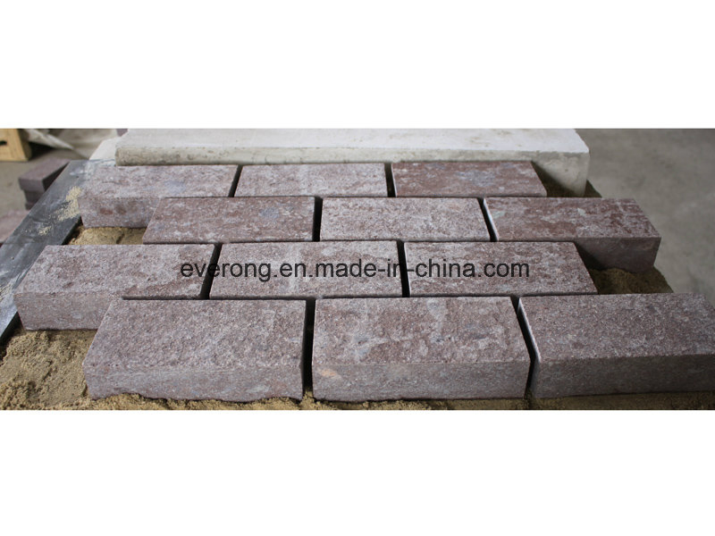 Natural Red Porphyry Flamed Cobblestone for Driveway
