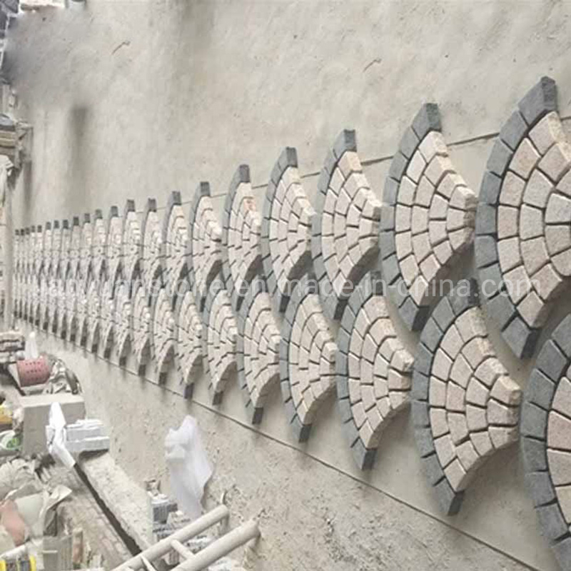 Flamed Surface Split Edge Black Granite Mesh Cobblestone for Walkway Paving