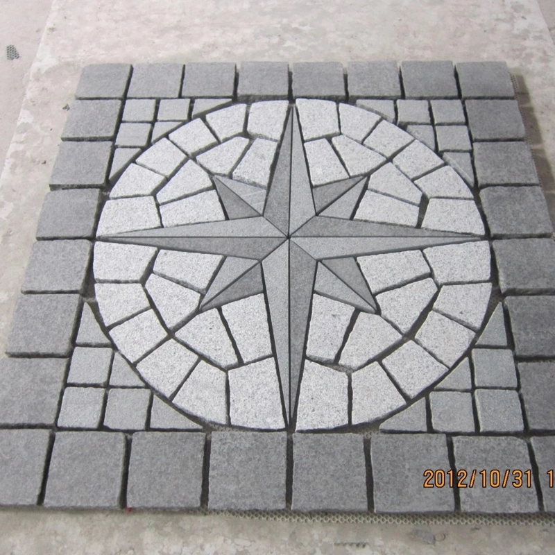 Interlocking Flamed Finish G684 Cobblestone on Mesh for Driveway Walkway Pavement