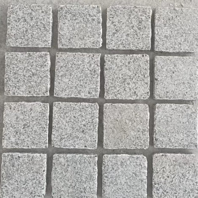 Grey Granite Natural Stone Driveway Paving Cobblestone Mesh