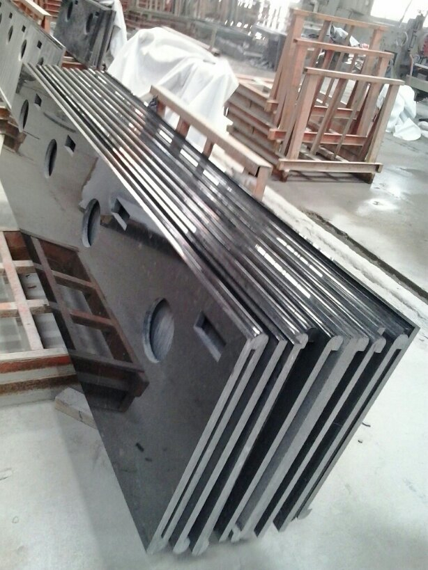 Black Galaxy Granite Prefabricated Kitchen Countertops